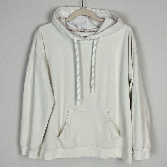 Andrew Marc New York White Textured Hoodie L - Picture 1 of 8